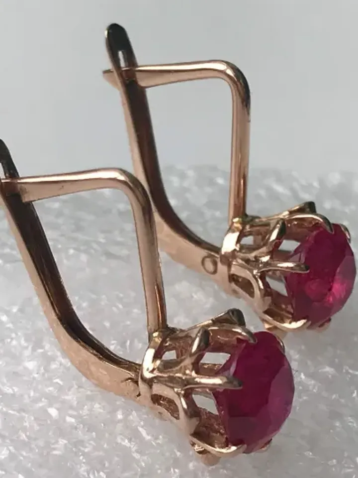Graceful 14K Original Earrings USSR 583 Rose Gold with beautiful pattern Vintage Soviet Retro Russian Women's jewelry