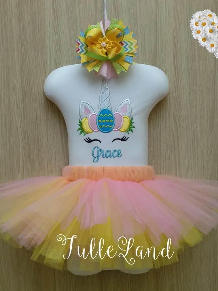 Cute Easter Egg Unicorn 1st Easter day outfit Bunny Rabbit Design applique for Machine Embroidery