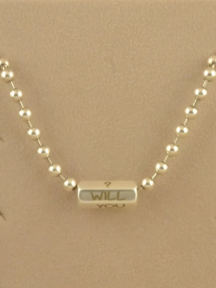 Proposal Gift, Will You Marry Me, 3D Personalized Necklace, Secret Hidden Message Choker, Silver Ball Chain Necklace, 6 Sides Engraving