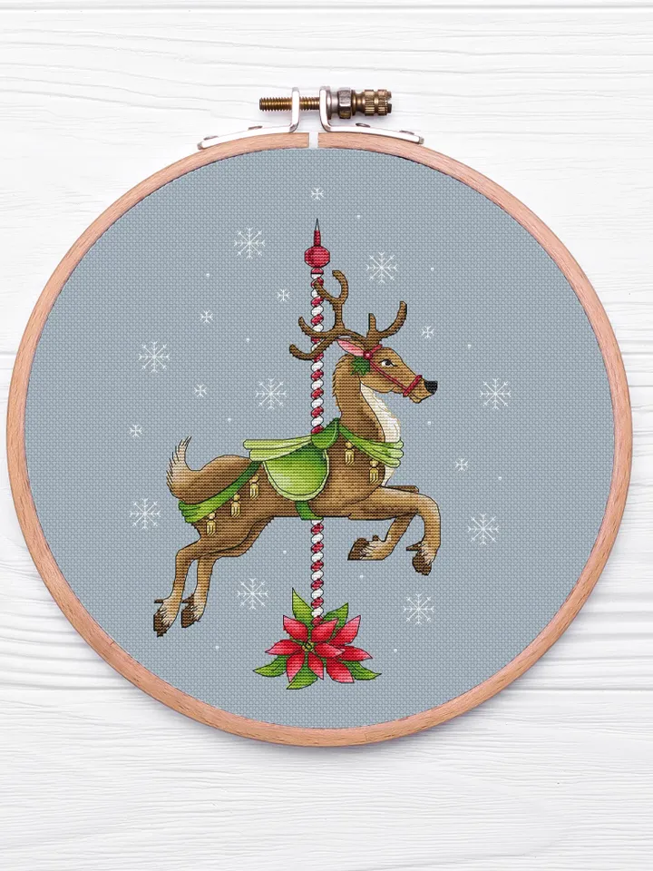 Christmas Deer Cross Stitch Pattern PDF, Counted Cross Stitch Pattern, Winter Cozy Counted Cross Stitch, Holiday Cross Stitch Download PDF