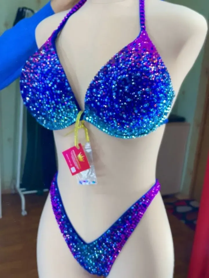 Competition Figure Suit with Crystals/Competition Suit/Posing Suit/Rhinestone Fitness NPC,IFBB,WBFF