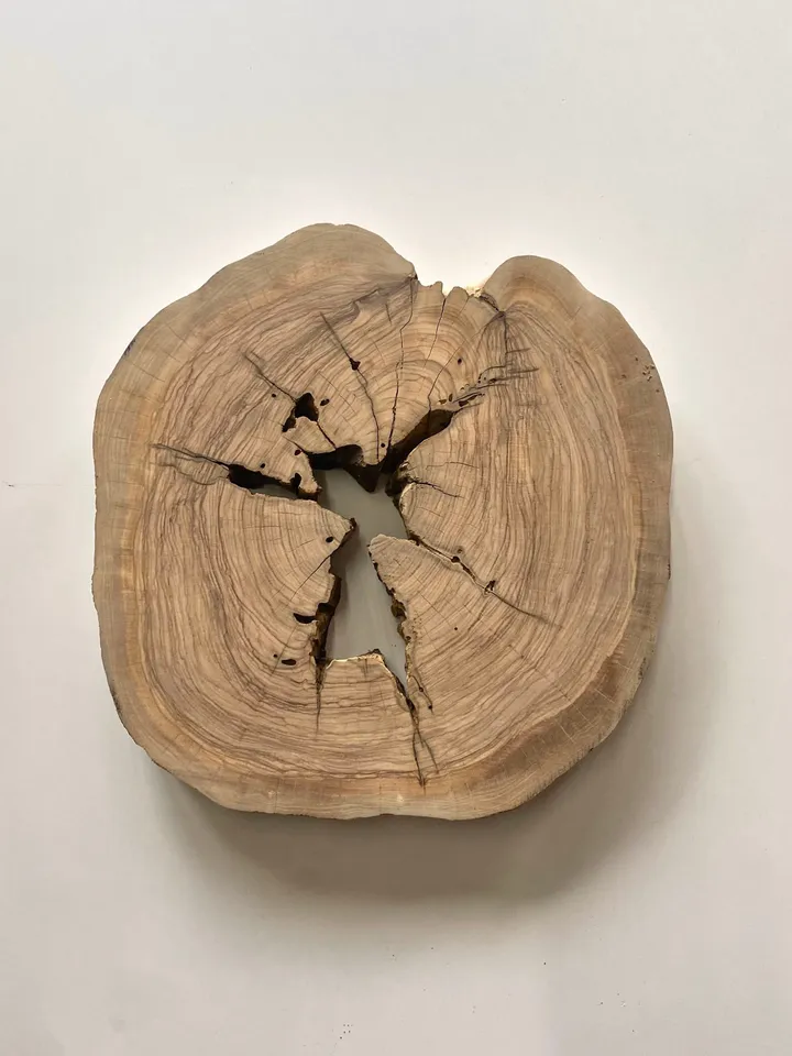 Live Edge Olive Wood Slab, 13"x13"x1.6" Tree Slice, Epoxy Resin Wood, DIY Wood Art, Wood Burl
