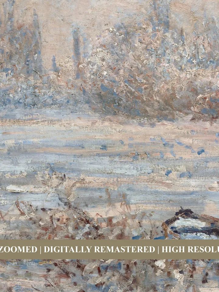 Winter Forest Landscape Painting, Soft Blue Country Scenery Vintage Digital Download | 385