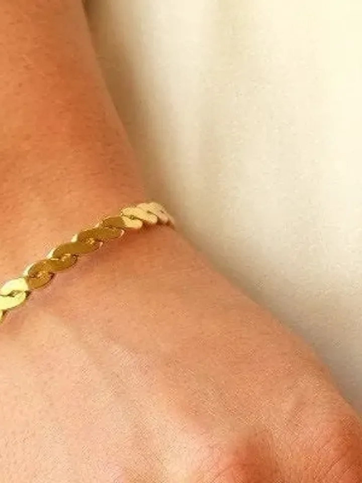 Twisted Rope Chain Cuff | Stacking Flat Curb Chain Bracelet | Dainty Gold or Silver Bracelet For Women | Gifts for Her/Mothers Day Gift