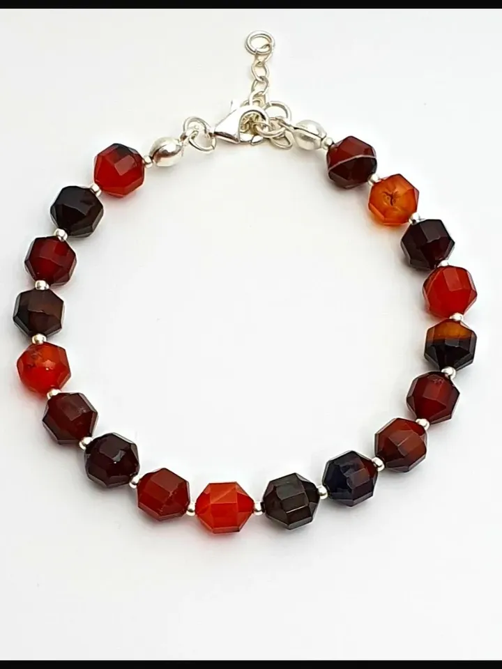 Natural Red Agate Bracelet with Solid Silver Accessory, Valentine's Gifts for Women, Jewelry Present for Girlfriend, Gifts for Mother' Day