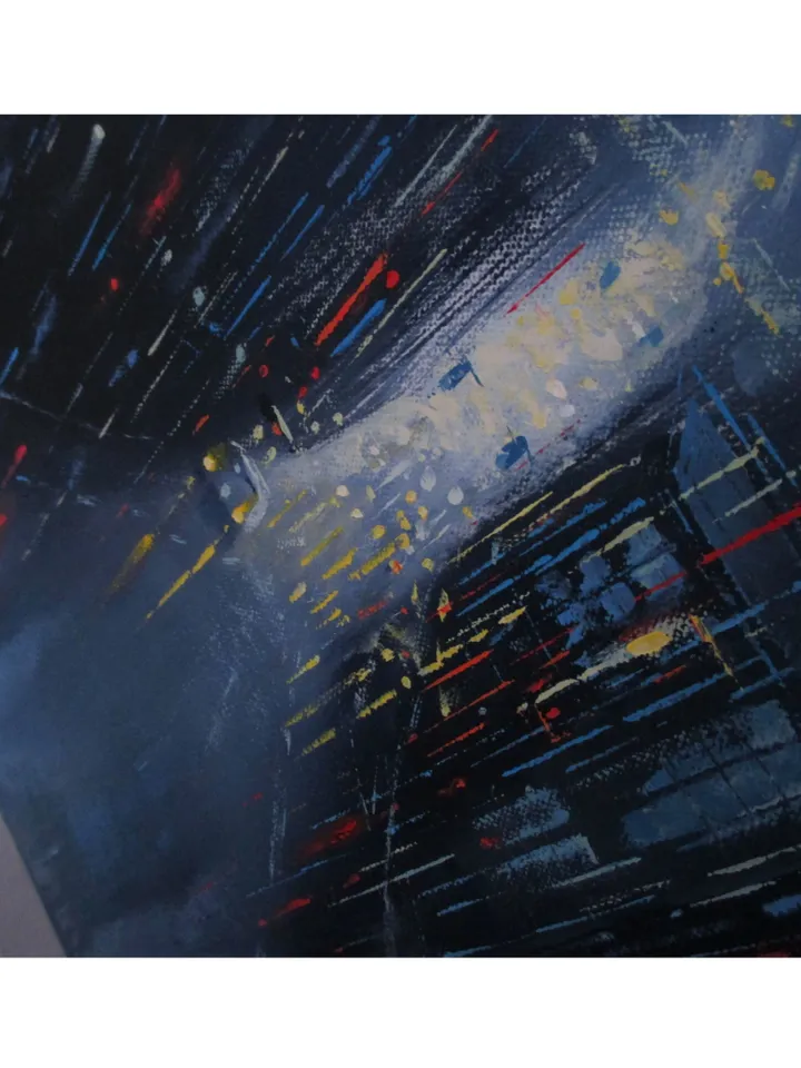 Cyberpunk Painting "NIGHT LIGHTS" Original Oil Painting on Canvas, Modern City Original Art by "Walperion Paintings"