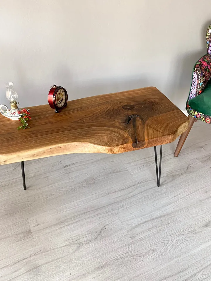 Walnut Wood Coffee Table, 41"x21"x2" Live Edge Coffee Table, Large Coffee Table, Unique Coffee Table