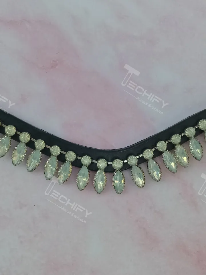 Dressage Luxurious Crystal V Browband for Equine horse Fashion show events blingy browband for leather bridle