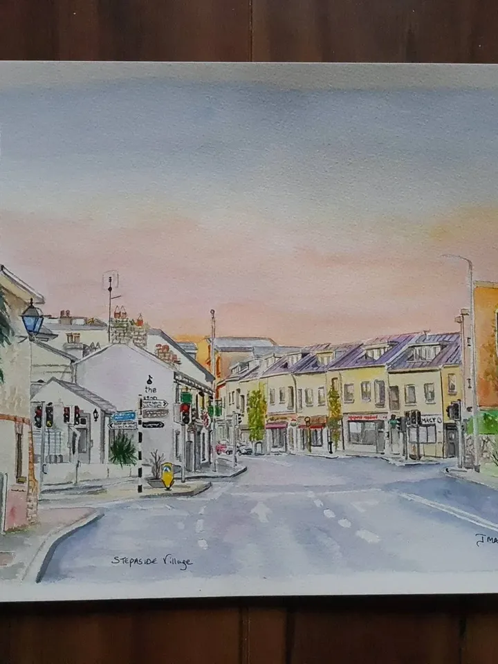 Watercolour of Stepaside Village, Dublin, unmounted, unframed