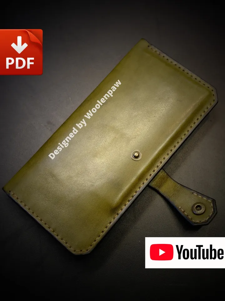 PW9 leather pattern to make a wallet "Geometric". Leather template passport wallet.