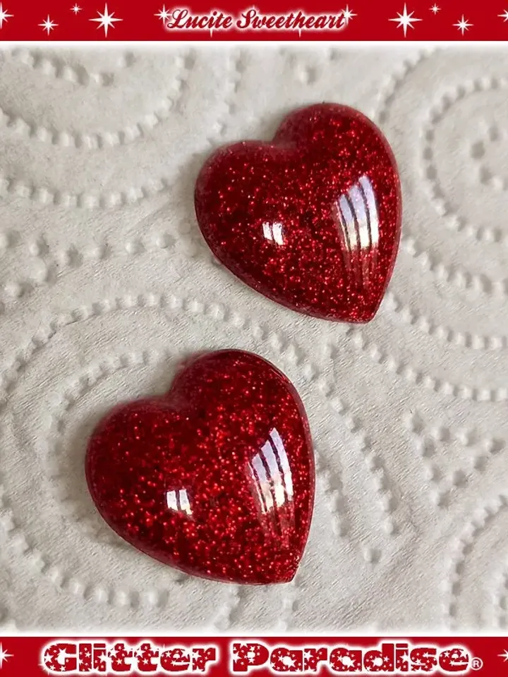 Confetti Lucite Heart - Boucles d'Oreilles - Amoureuse - Bijoux d'amour - Mid-Century Modern - Idée Cadeau St Valentin - Glitter Paradise®