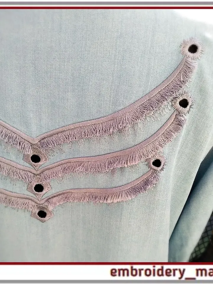 Machine Embroidery Design Cutwork Wings with Fringe