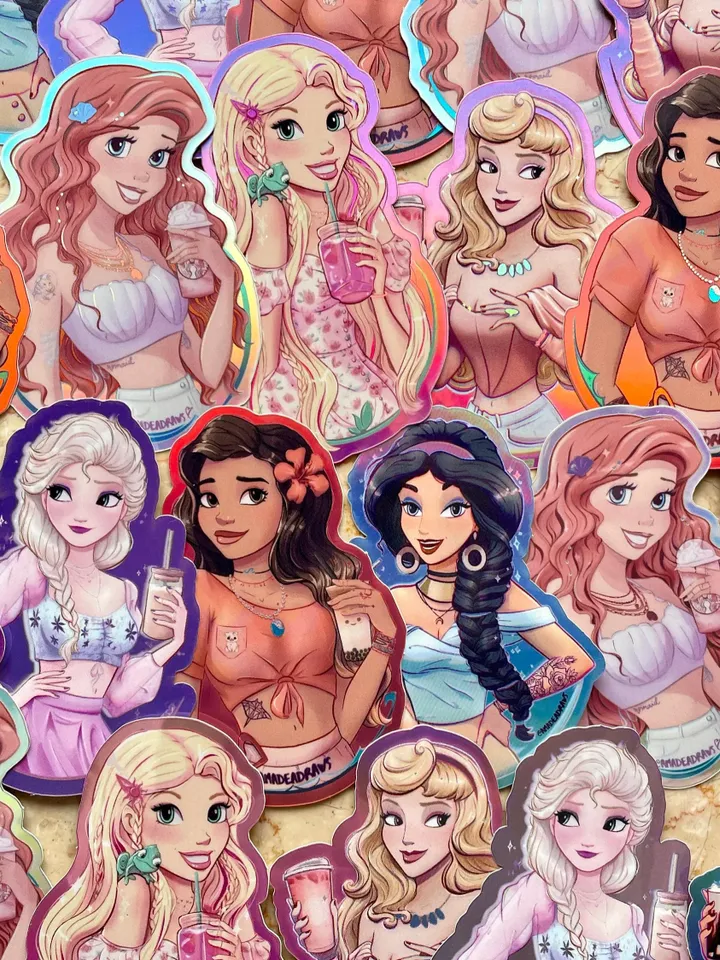 3 Modern Princesses Sticker BUNDLE | Hydroflask Sticker | Laptop Sticker | Disney Sticker | Small Gift | Disney Gift |Glitter