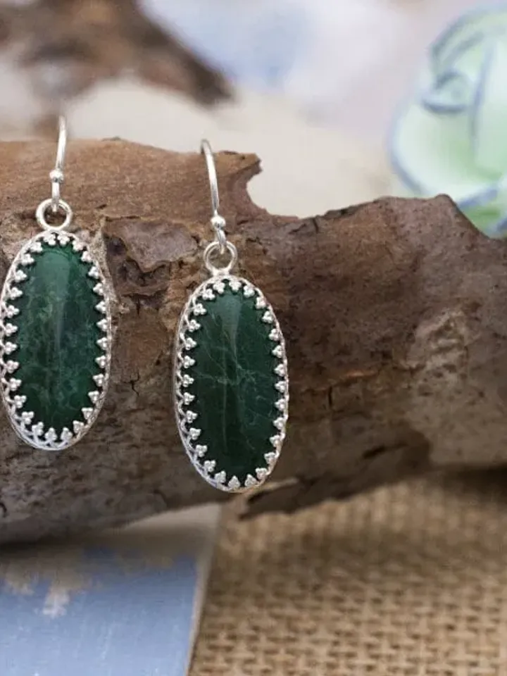 Sterling Silver Malachite Earrings