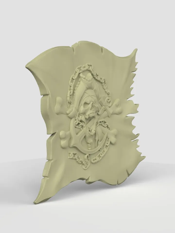 3D Model STL CNC Router file 3dprintable Pirate Flag
