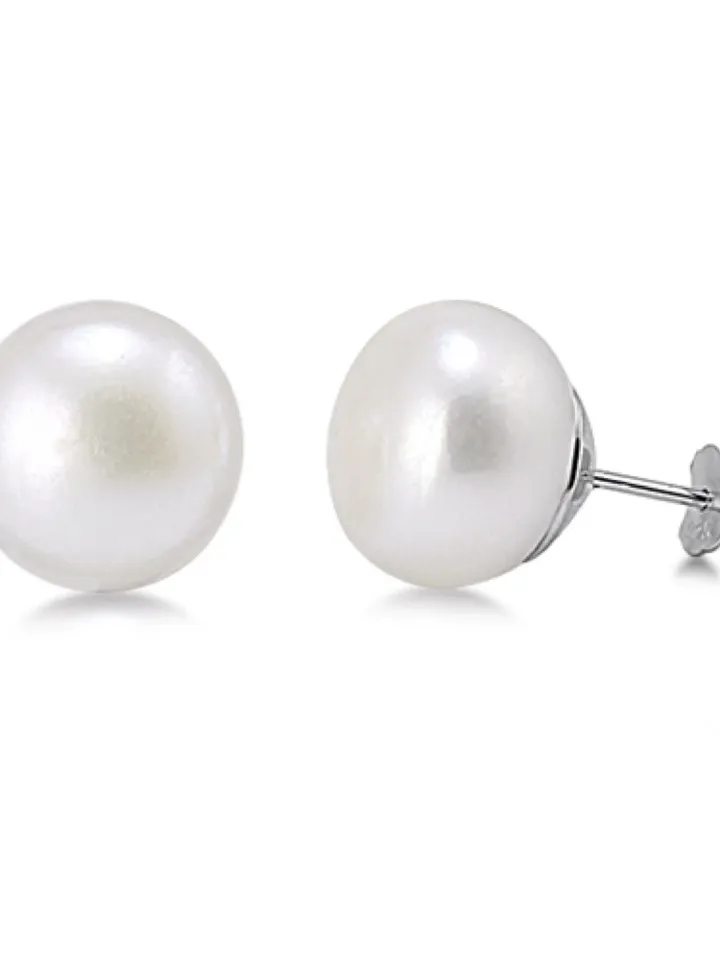 Genuine fresh water pearl stud earrings 13mm Bridesmaid earrings Bridal pearl earrings Real pearl earrings Wedding earrings Bridal gifts