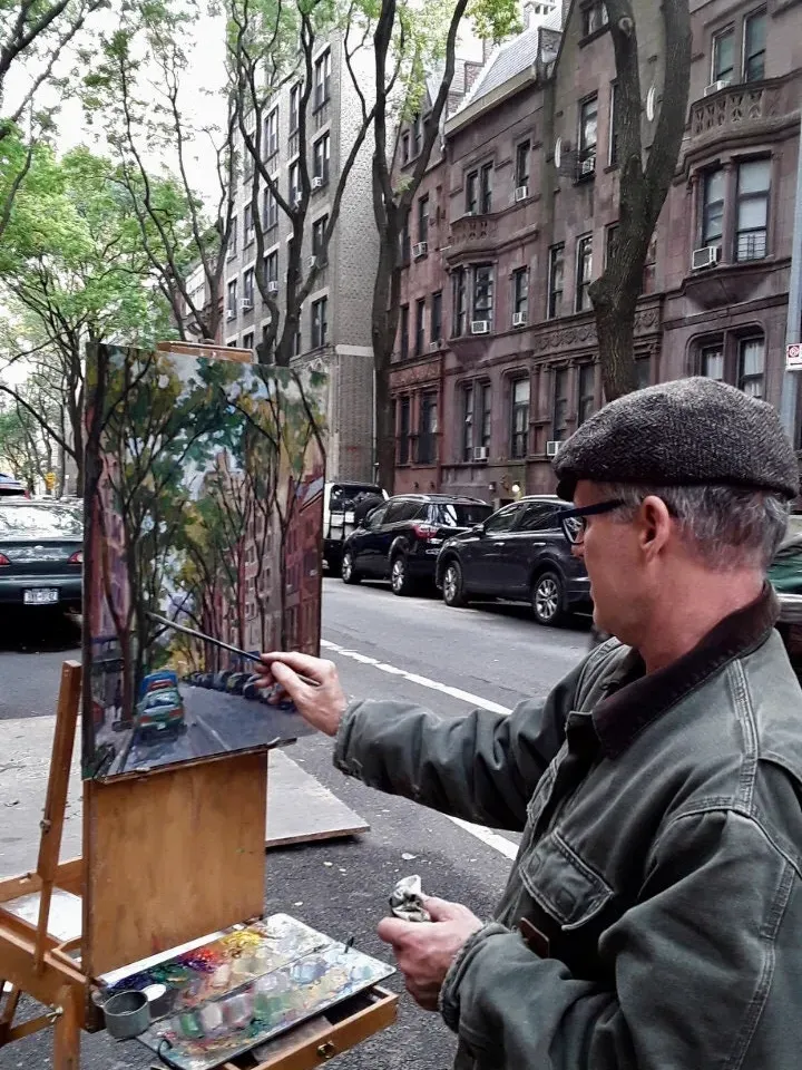 Original New York Landscape Painting- Up Broadway/Summer Rain/NYC- 5x7 Oil on Panel, Plein Air Impressionist Fine Art