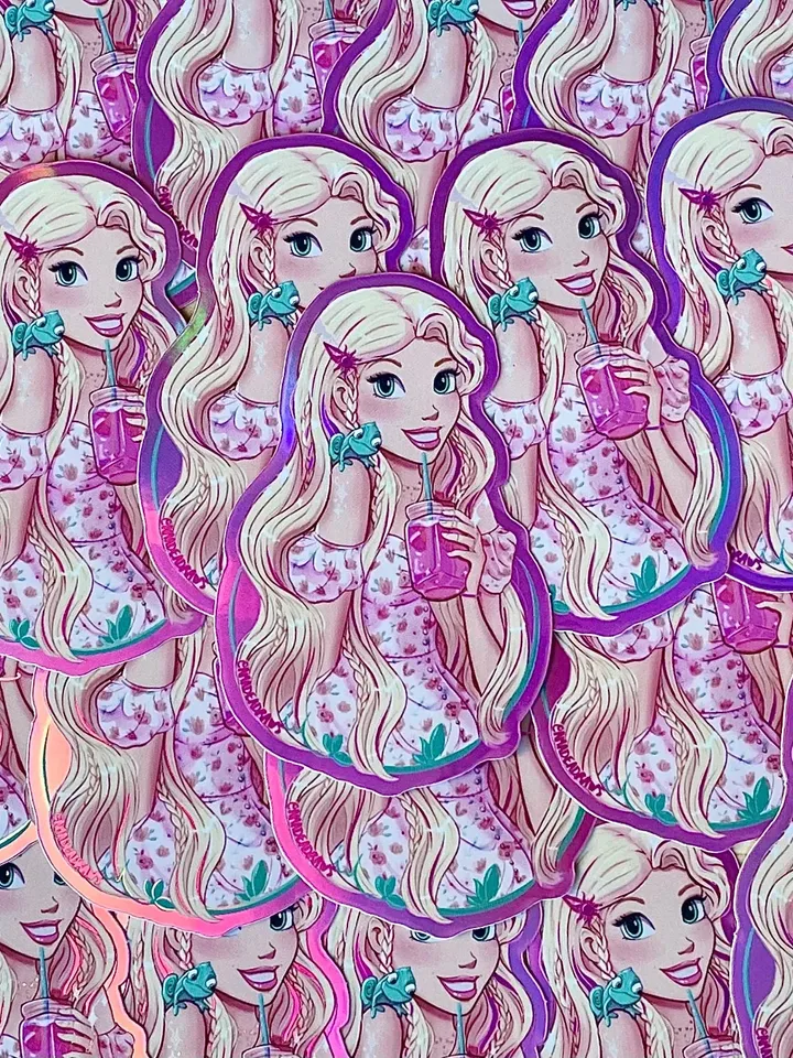 Magic Modern Princess Holographic Sticker | Hydroflask Sticker | Laptop Sticker | Phone Sticker | Small Gift | Kids Gift |Glitter