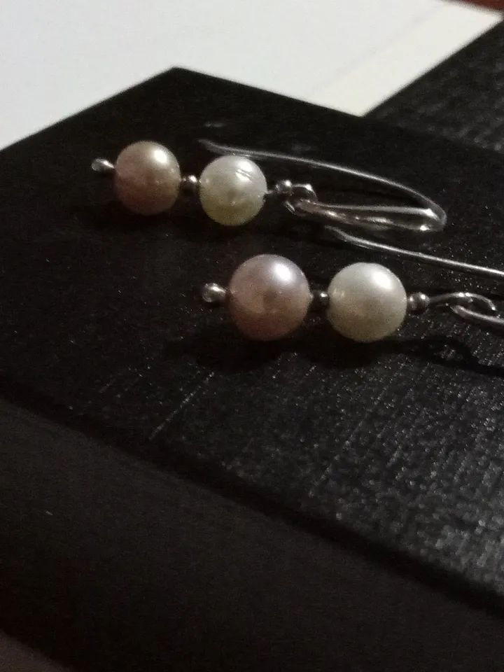 Sterling silver earrings and natural cultured pearls