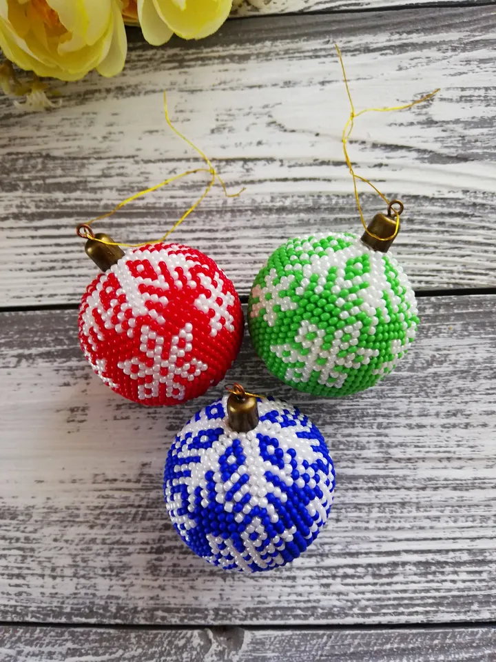 Christmas Balls Set Beaded Balls on the Christmas tree Ball Christmas