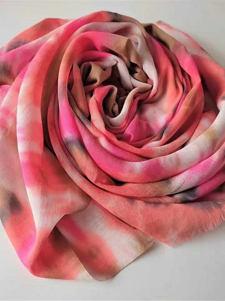 Cotton scarf Orange long tie dye scarf Handmade gift mother's day Tie dye scarf