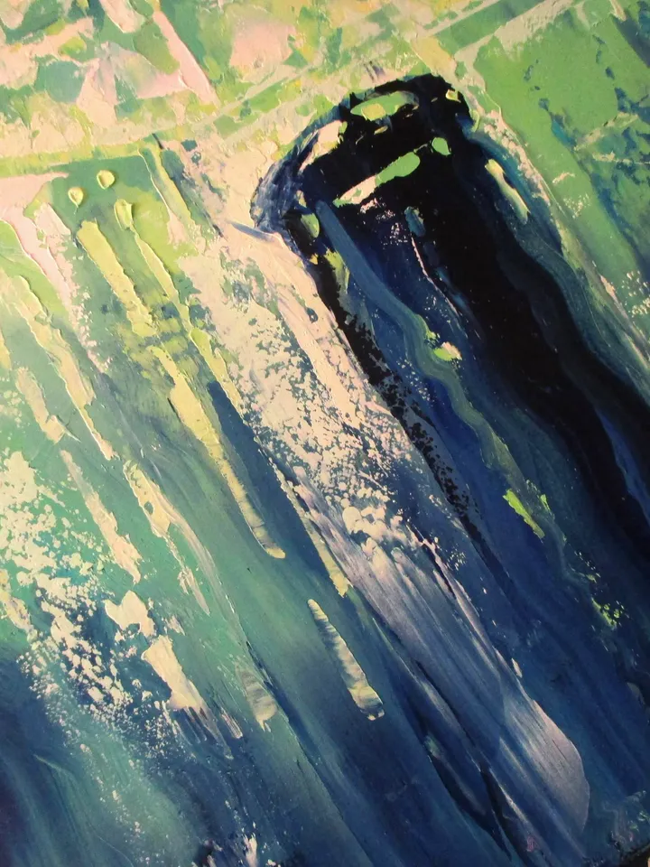 Cyberpunk Painting "MALACHITE NIGHT" Original Oil Painting on Canvas, Modern City Original Art by "Walperion Paintings"
