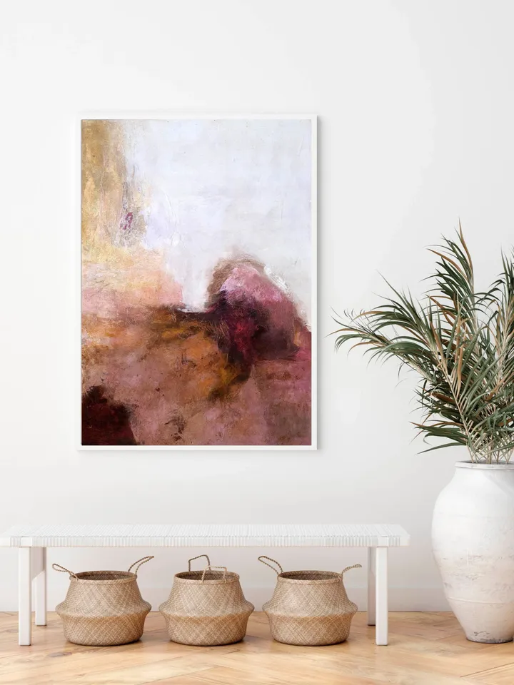 Abstract Painting for Elegant Office, Sober Abstract Painting, Classic Style Abstract Painting, Aesthetic Painting, Garnet Abstract Art