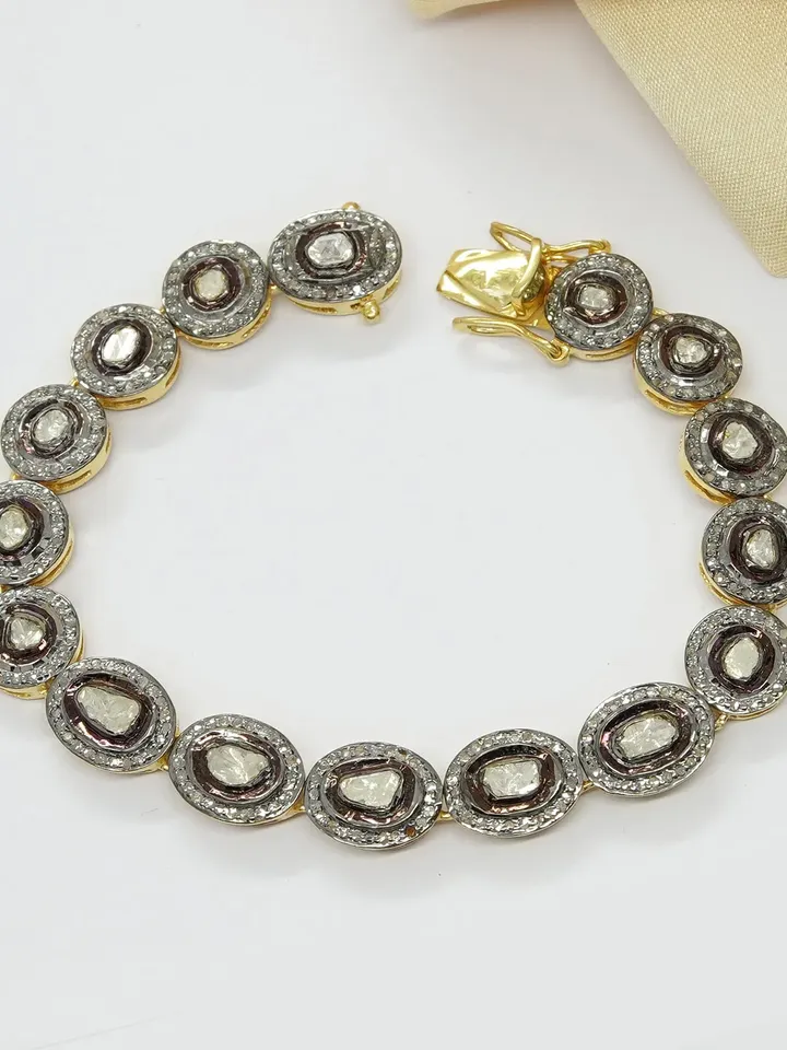 Polki Bracelet, Polki Diamond Bracelet, Solid 925 Sterling Silver, Polki Jewelry, Victorian Jewelry, Gift For Her, Diamond Bracelet Bangle