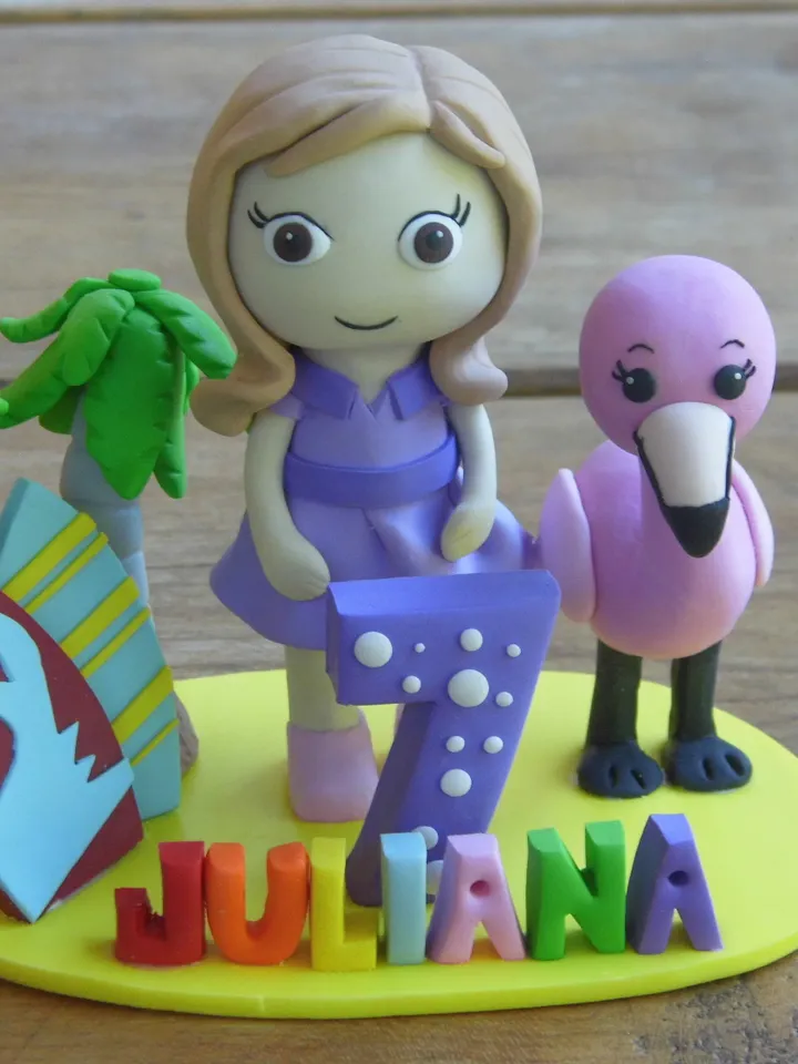 Personalized Gift For Her Birthday, Girl Figurine, Birthday Gift For Girl Flamingo, Beach Birthday Themed Party Decor, Kids Bedroom Decor