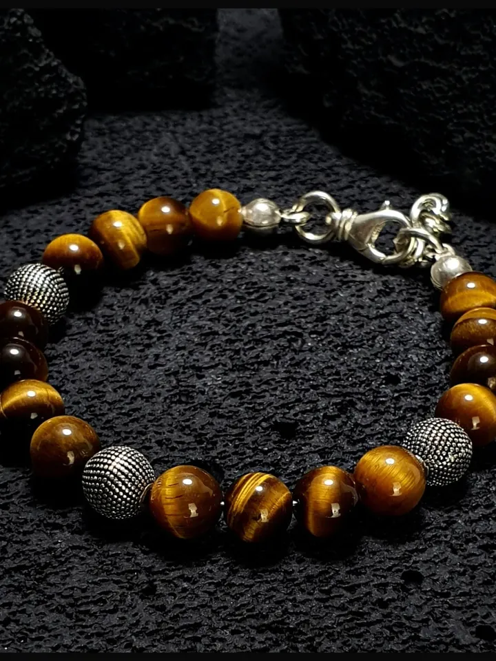 Original Brown Tiger's Eye Bracelet, Masculine Bracelet, Silver Bracelet for Men, Gift For Your Loved One, Handmade Gemstone Silver Bracelet