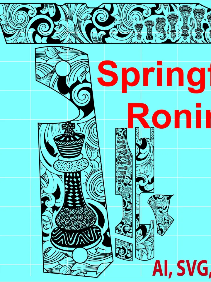 Springfield Ronin 45 Gun Design Custom, Ai, Vector, SVG, DXF, PNG, Digital