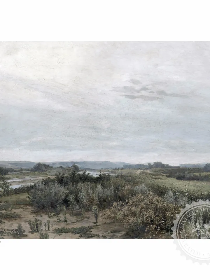 East landscape Oil Painting, Vintage Art Print, Muted Green Farmhouse Wall Decor, Printable Downloadable | 233