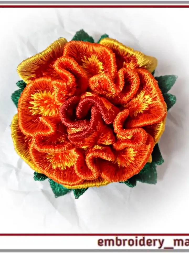 In the hoop embroidery design Bright and elegant marigolds