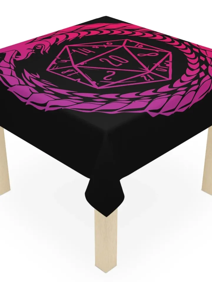 TTRPG Dragon D20 Tablecloth | Tabletop Roleplaying Game Table Cover, RPG Dragon Fabric, Gift for Dungeon Master, DnD Dice Critmas Gift