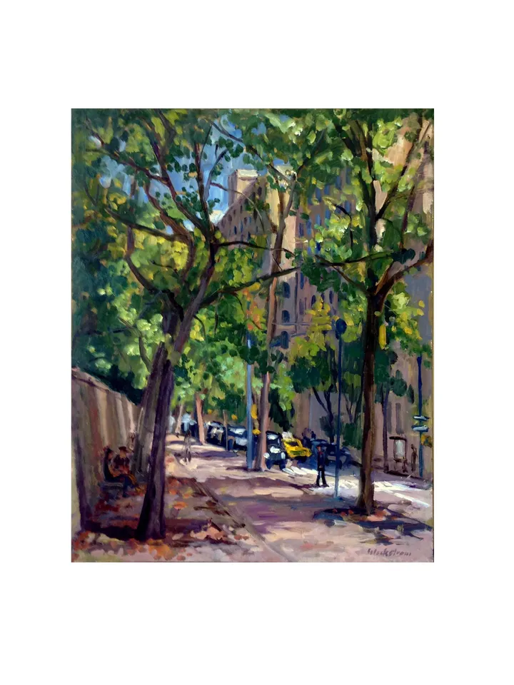 Large Original New York Cityscape Painting - Along Central Park/Fifth Avenue/NYC - 16x20 Oil on Panel, Plein Air Impressionist Landscape