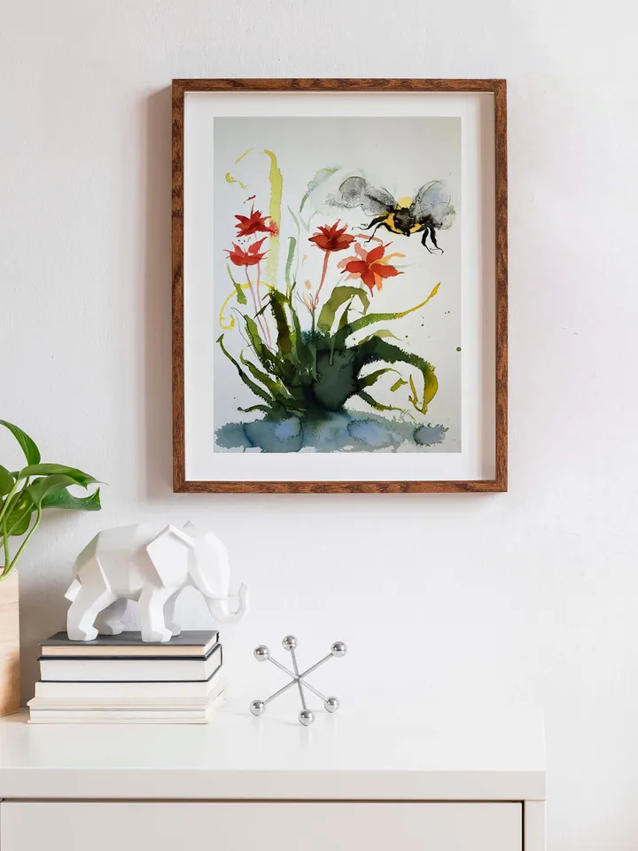 Watercolor Paints, Bee Painting, Floral Painting, Botanical Wall Art, Honey Bee, Watercolor Art, Watercolor Illustration, Nursery Wall Art,
