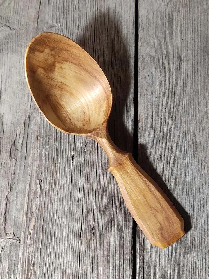 Handmade wooden eating spoon Hand carved birch wood spoon Camping spoon Hiking wooden spoon Soup spoon Diner wood spoon