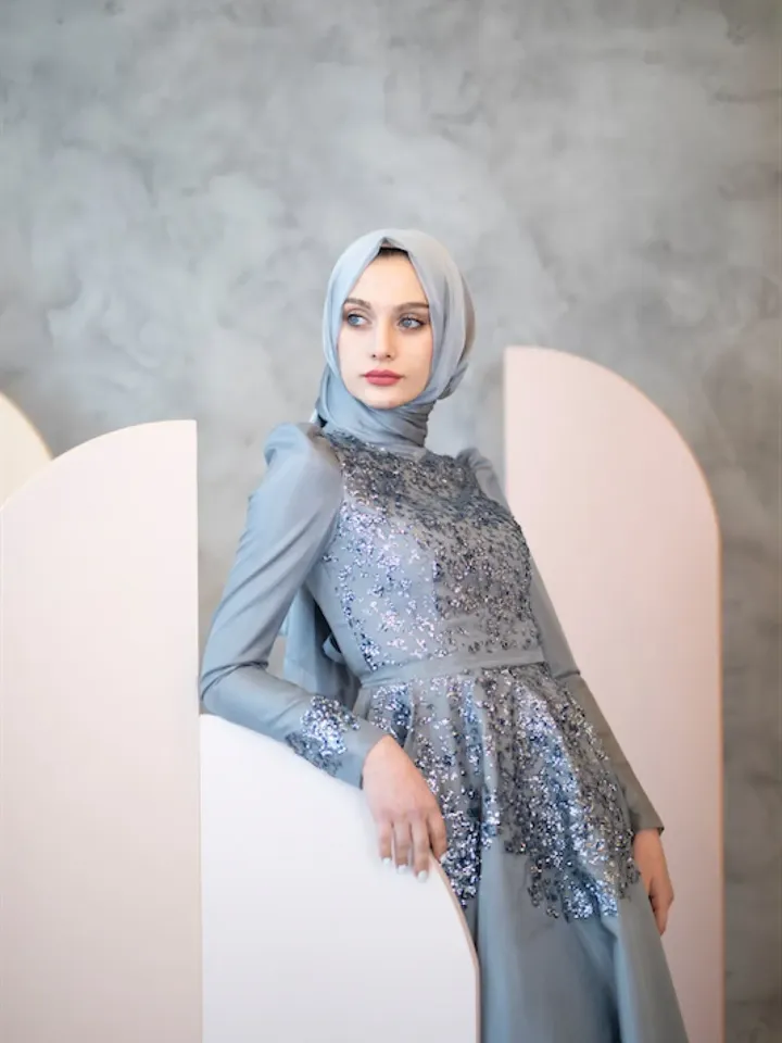 AHUNARE HIJAB - Wedding Dress, Muslim Evening Gown, Nikah, Islamic Wedding, Engagement, Bridesmaid,