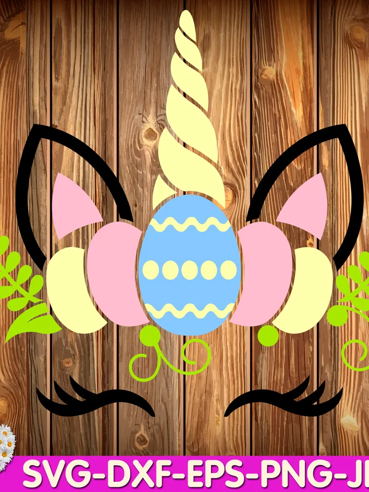 Easter  Unicorn Egg Spring Flowers Petunia Petals Girl Easter digital design Cricut svg dxf eps png ipg pdf, cut file
