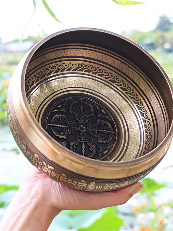 Gandhanra 4.2”- 6.5” Tibetan Singing Bowl,Engraved with Buddhism Mantra Cross Vajra for Sound Healing,Meditation,Chakra,Relaxation and Yoga