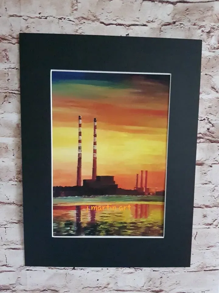 Poolbeg Chimneys at sunset, Dublin, Irish Landscape, Dublin, Sandymount Dublin, unframed, unmounted