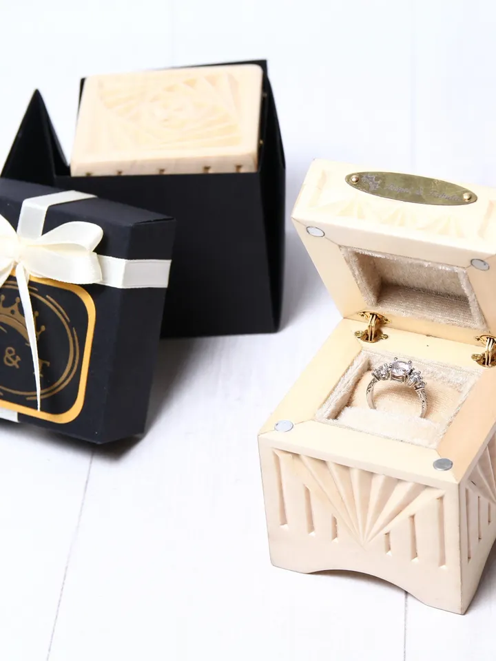 Engagement ring box, Personalized wooden ring box, Proposal ring box