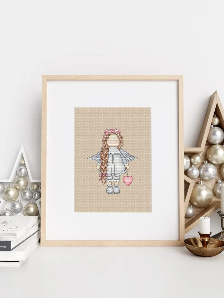 Doll Angel Cross Stitch Pattern Cute Doll Winter Cross Stitch Girl Cross Stitch Pattern Instant Download PDF