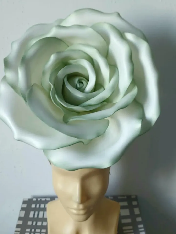 Giant rose fascinator, Wedding Floral headdress, Bridal headband bloom headpiece Bride hairband Garden party