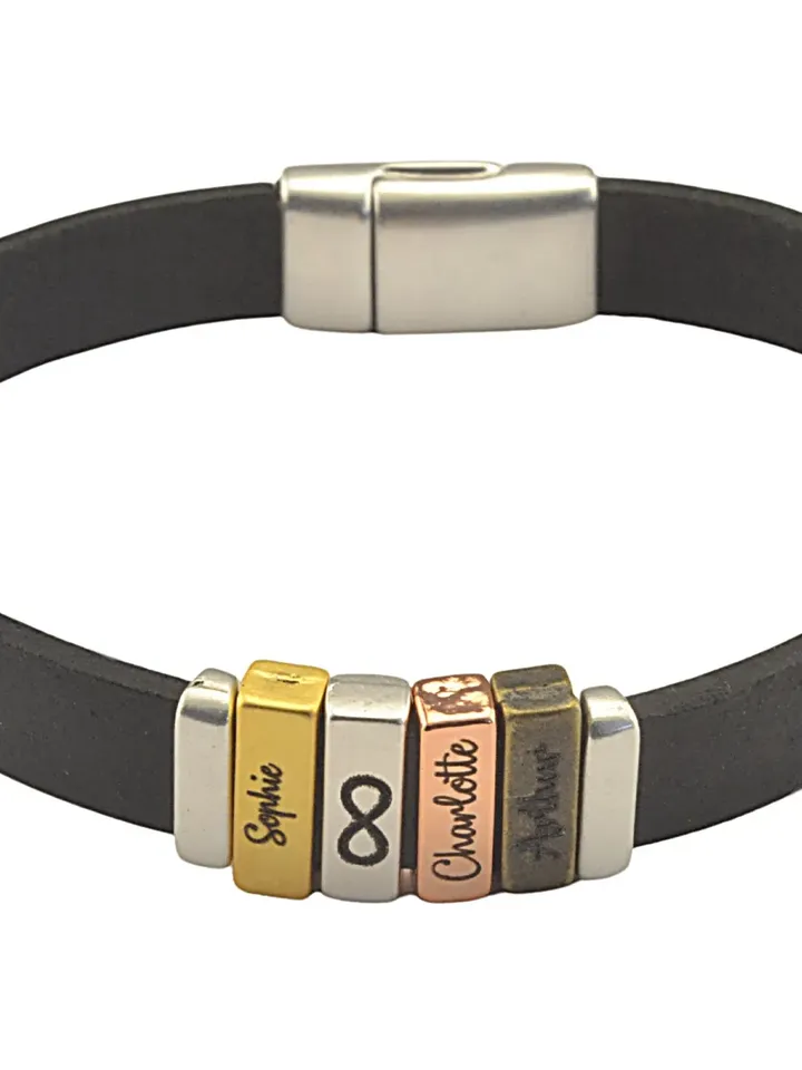 Family Bracelet for Dad, Multiple Name Bracelet, Custom Childrens Names Engraved, Personalized Gifts for Him Father Grandpa Best Friend