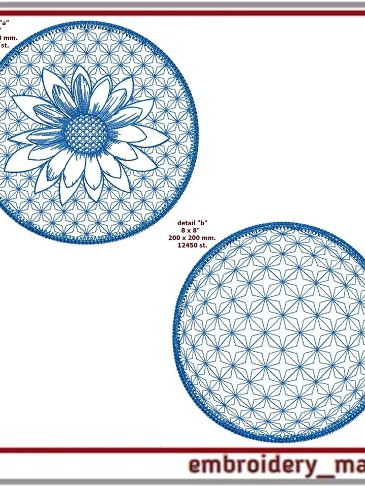 In the hoop embroidery designs Bag Sunflower rhombuses 8x8