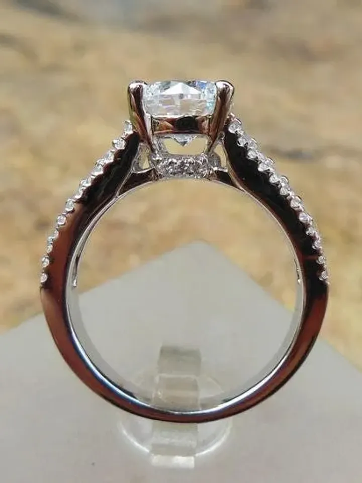 Item155-Solid 14k White Gold Round 7MM Semi Mount Ring / Diamond Ring / Engagement Ring