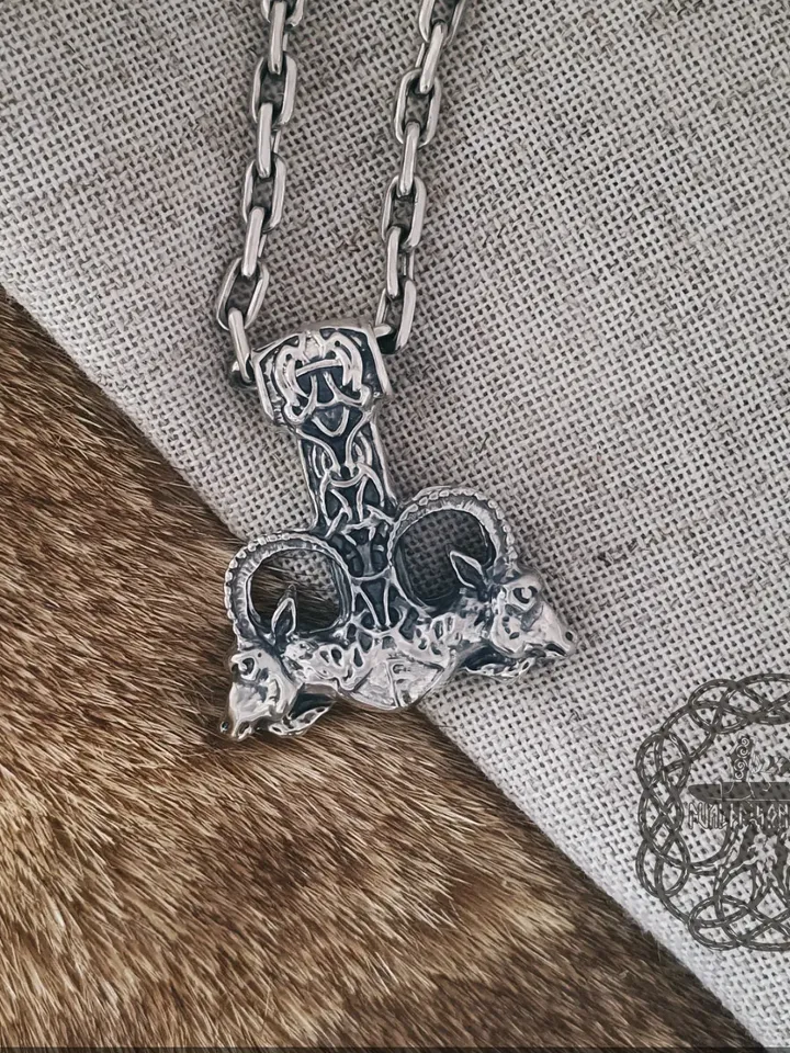 Goats Thor Hammer, Mjolnir Pendant, Thor Hammer Pendant,  Mjolnir Necklace, Sterling Silver Viking Pendant, Viking Jewelry