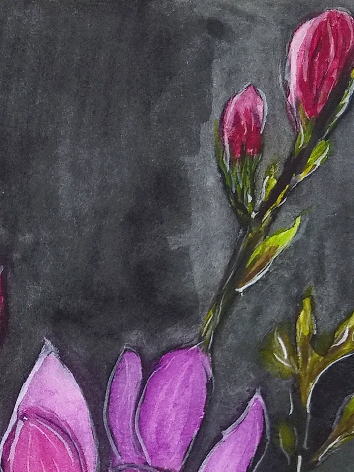 Ukrainian art Magnolia flower painting Ukrainian artist Original painting Pink magnolia flower art