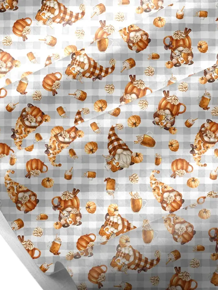 Download Seamless Patterns. Gnomes & Pumpkin Drinks. Fall, Autumn. Fall Buffalo Plaid JPG. Digital Download